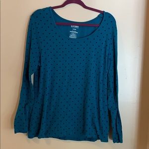 Old Navy Teal Polka Dot Long Sleeve Tee
